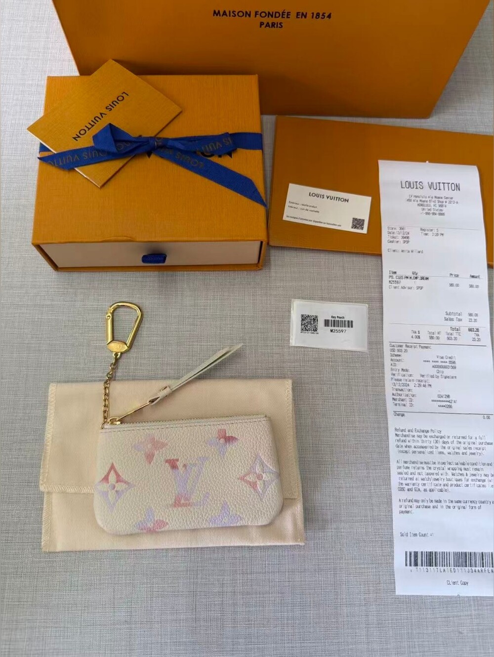 Louis Vuitton Pastel Monogram Key Pouch Dream Beige